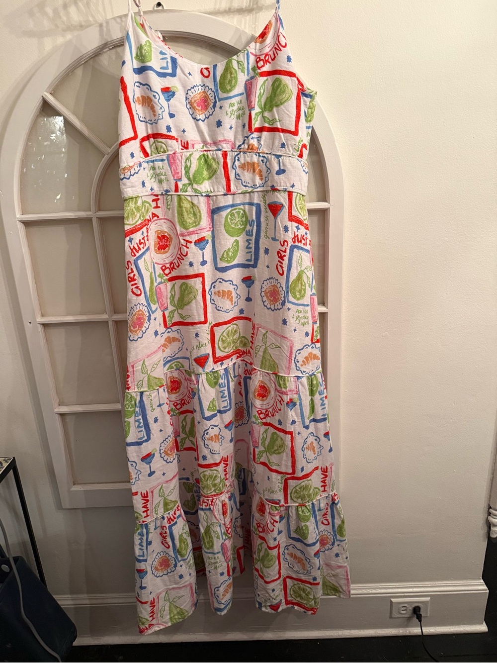 Brunch & Cocktail Novelty Print Tiered Maxi Dress tomato girl whimsical coastal - Picture 2 of 8